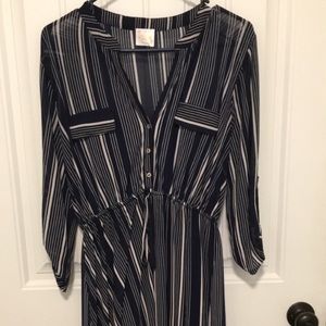 Striped high low maternity dress